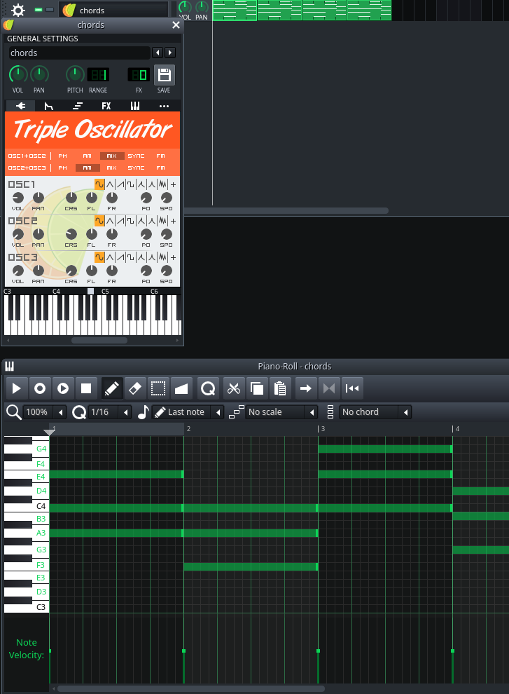 LMMS instrument settings and piano roll