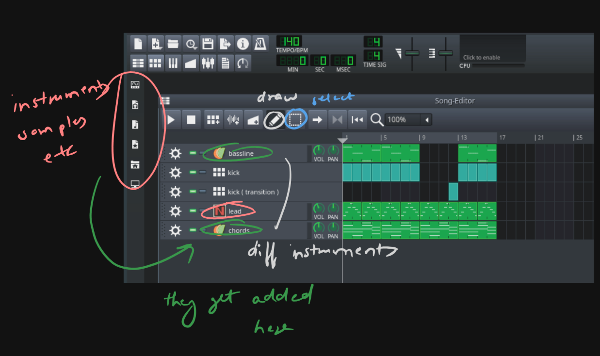 LMMS song editor overview